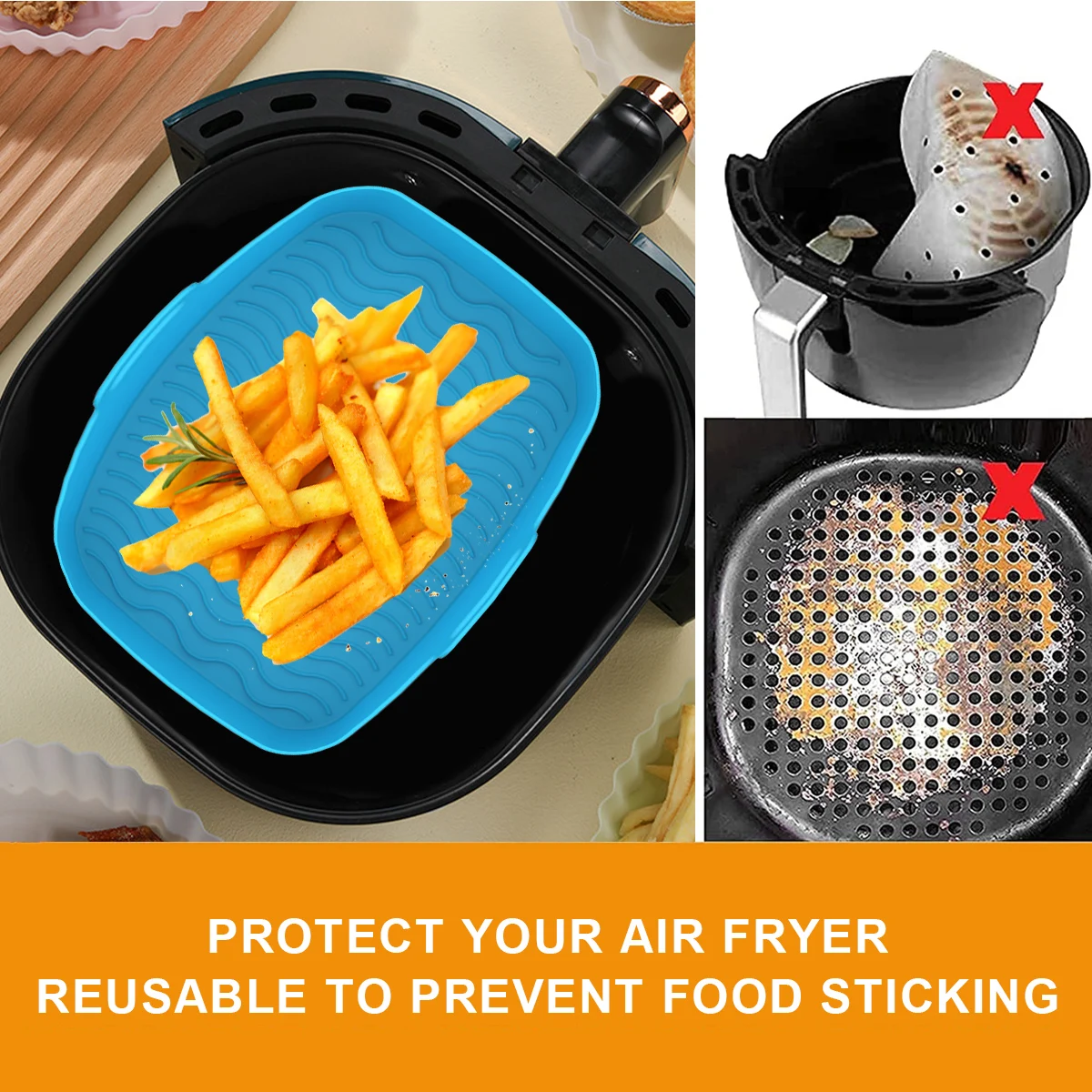 2Pcs Air Fryer Silicone Liner  - đánh giá và giá Air Fryer Silicone Pot Liner