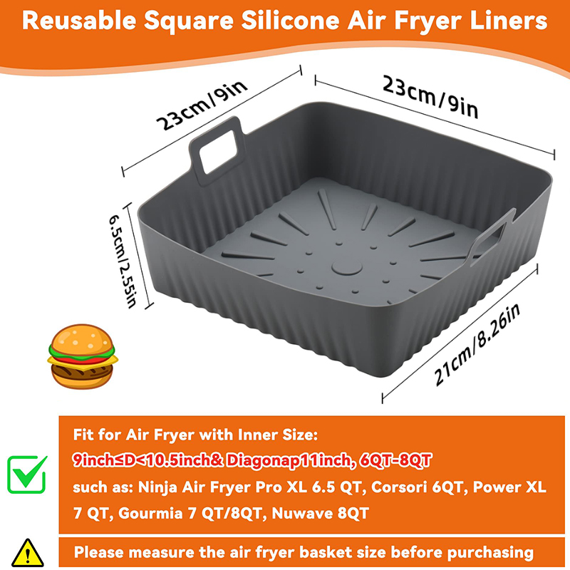 Square Large Silicone Air Frye - đánh giá và giá Air Fryer Silicone Pot Liner